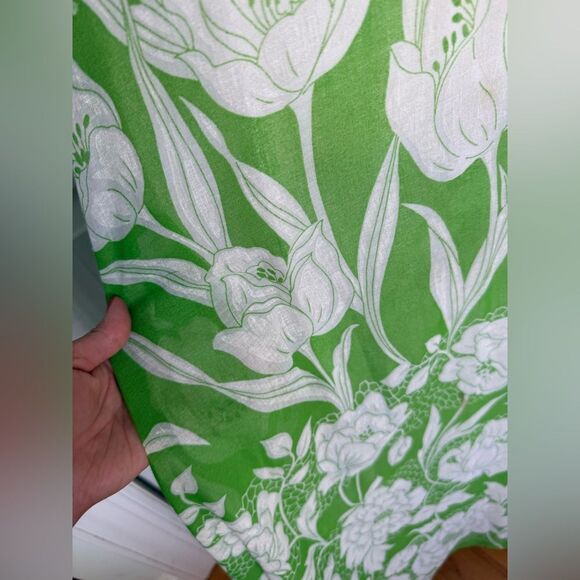 Vintage 1970s Floral Maxi Dress Ruffle Collar Off Shoulder Dress - Picture 13 of 15